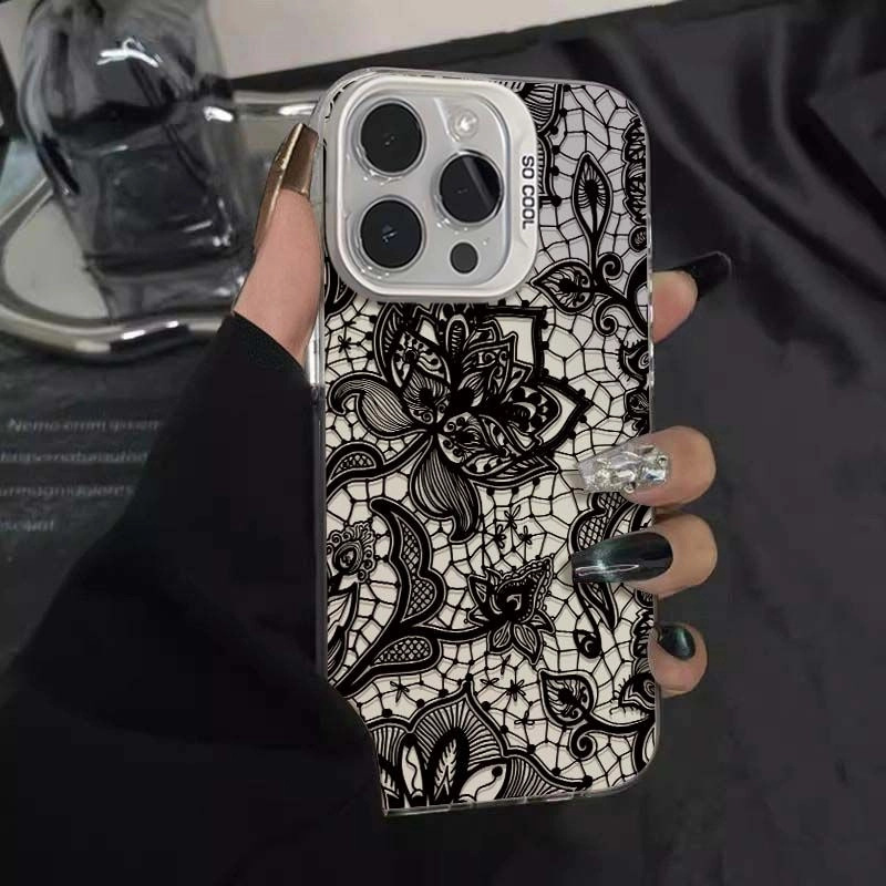 Premium Patterned Frosted Silver Phone Case