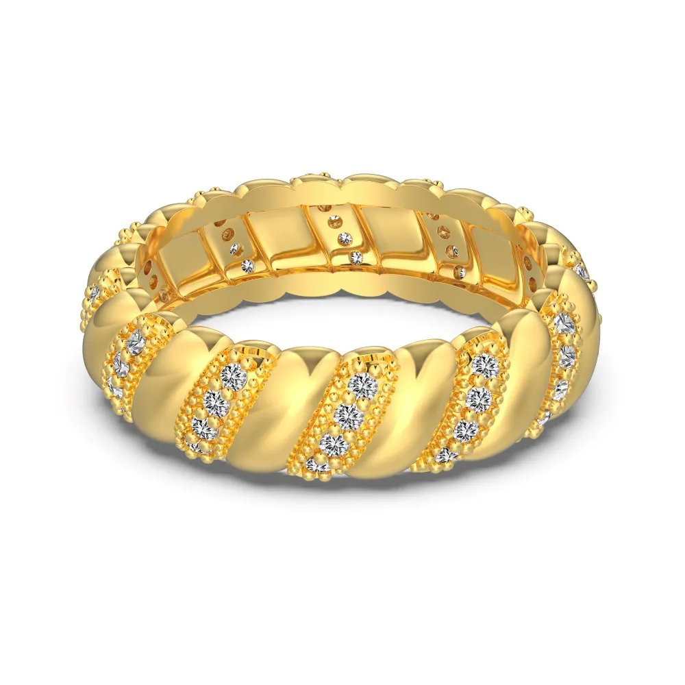 European And American Style Hot S925 Sterling Silver Ring Female Twist Design - Gold