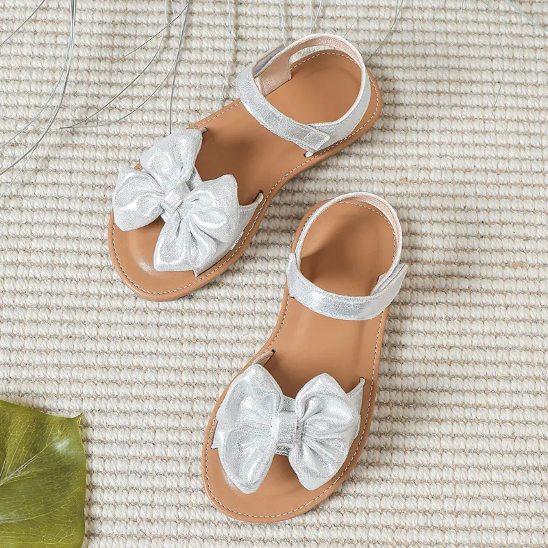 Summer Silver Bow Knot Cute Baby Shoes