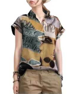 Women's Printed Short Sleeve Casual Fashion - Letters-5Xl - View 1