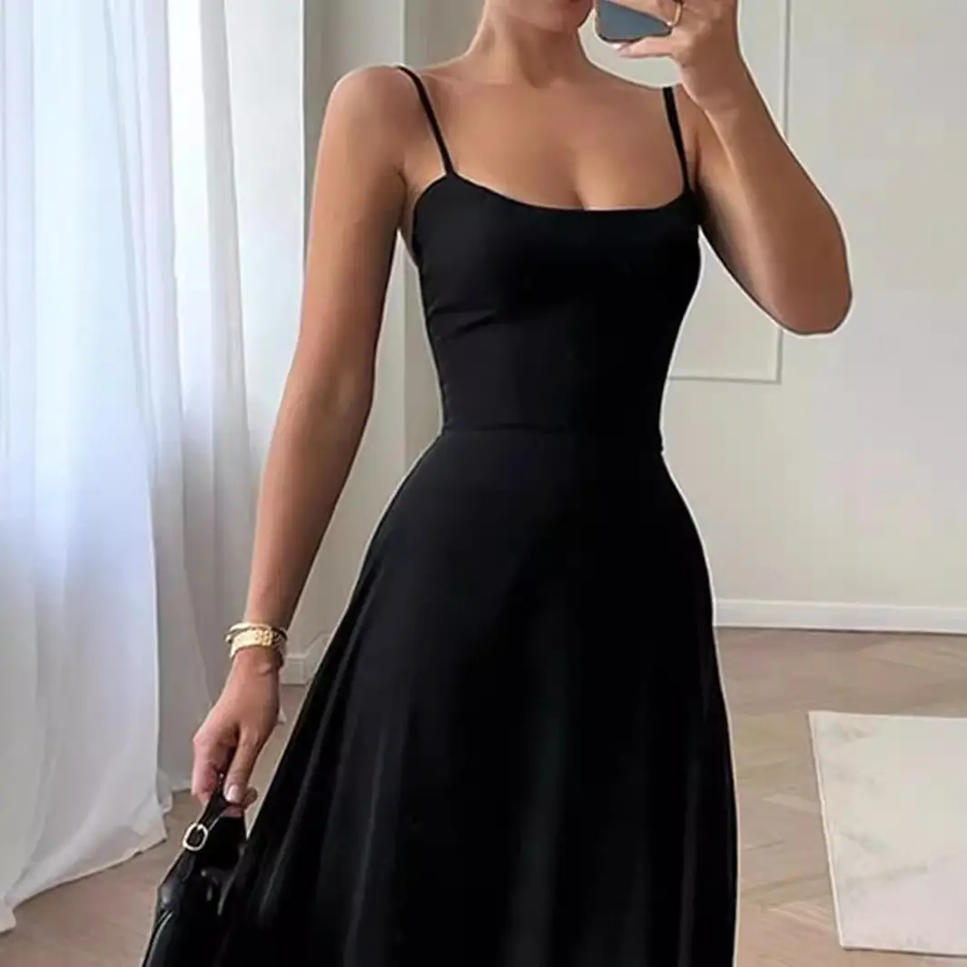 Sling Ball Large Skirt Solid Color Dress Women