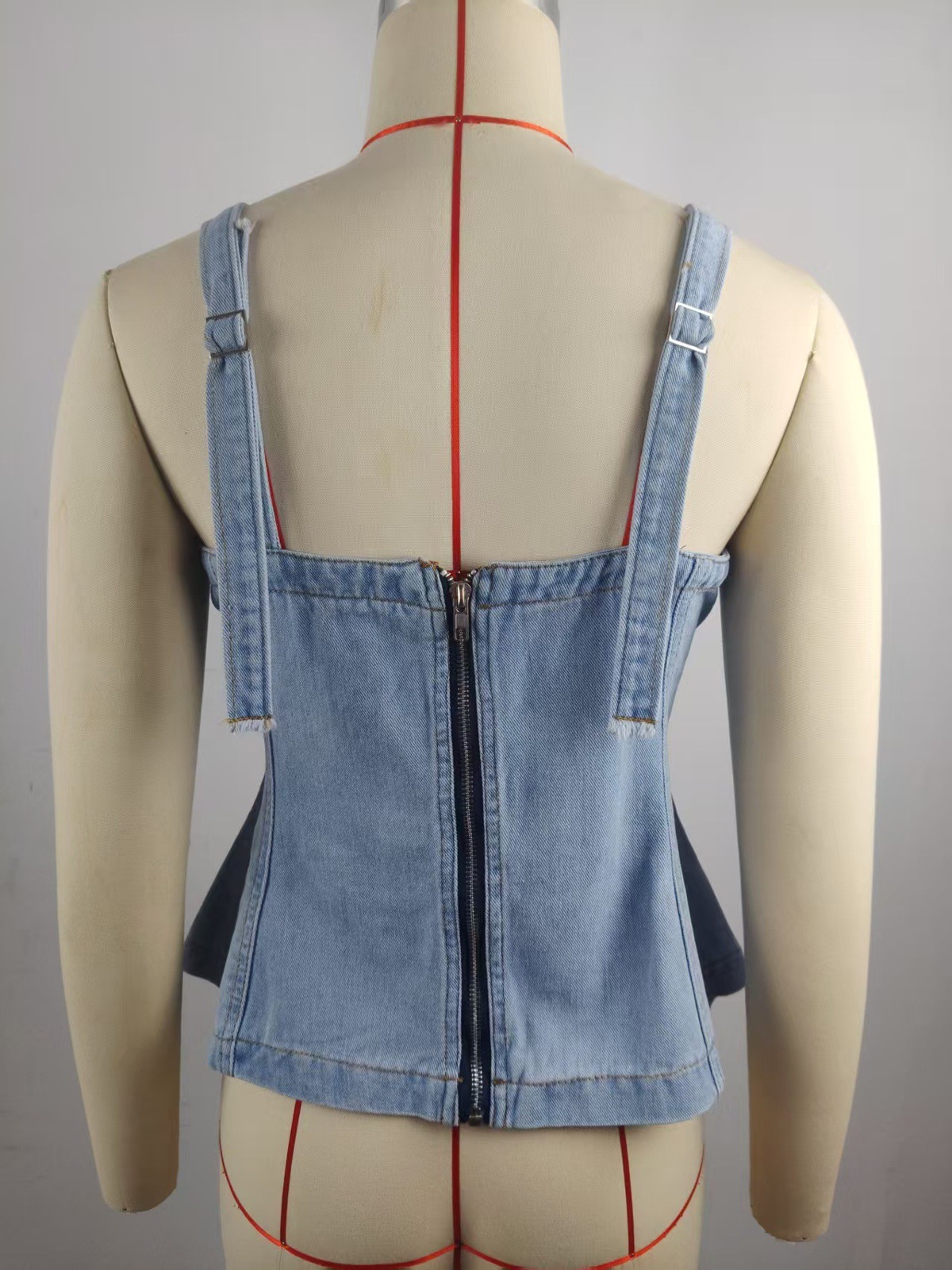 European And American Style Fashionable Simple Strap Denim Vest Top