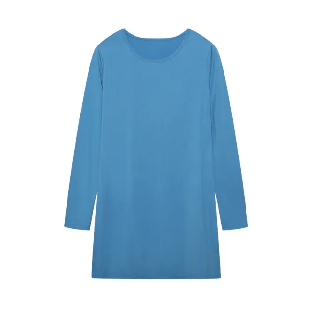 Women's Long Sleeve Slim Fit Slimming Slit Long T shirt Blue - Shop at LoveMi