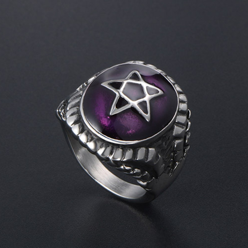 Men's And Women's Fashion Punk Hexagonal Star Ring