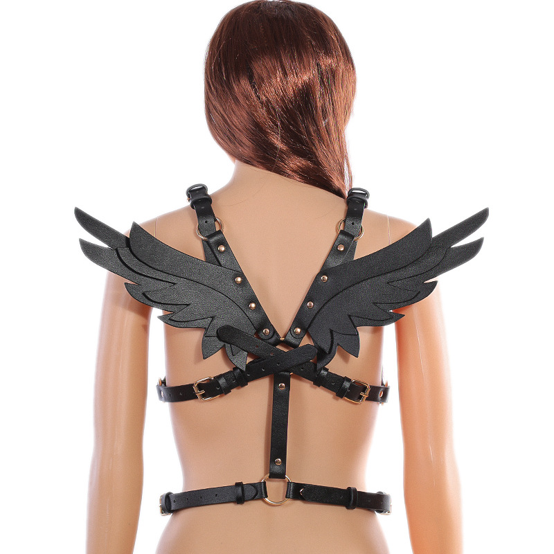 Adult Sex Product PU Leather Angel Wings Women's Dance Party Role Bar Dress Up Shapewear 3