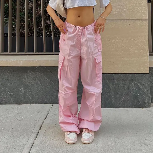 Women's Pure Color Tied pocket Casual Street American Overalls Pink - Shop at LoveMi