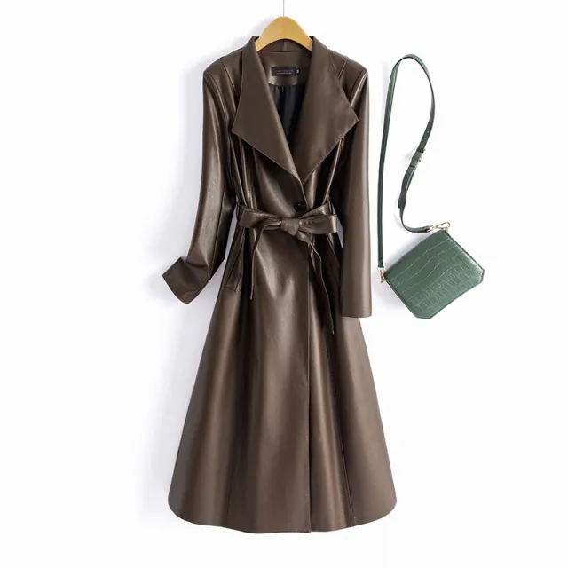 Autumn New Female Leather Windbreaker Slim Fit Slimming All matching Chocolate - Shop at LoveMi