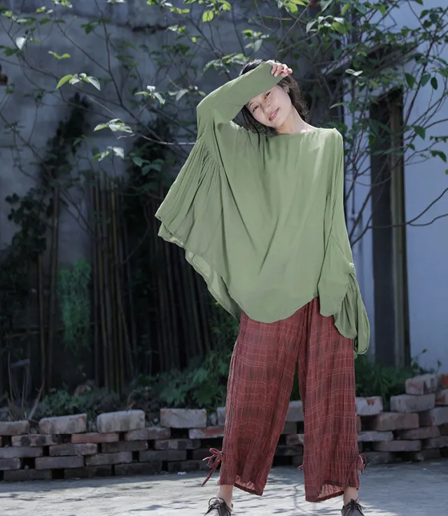 Summer Irregular Hem Smooth Pullover T shirt Tops Heavy Green 68Cm - Shop at LoveMi