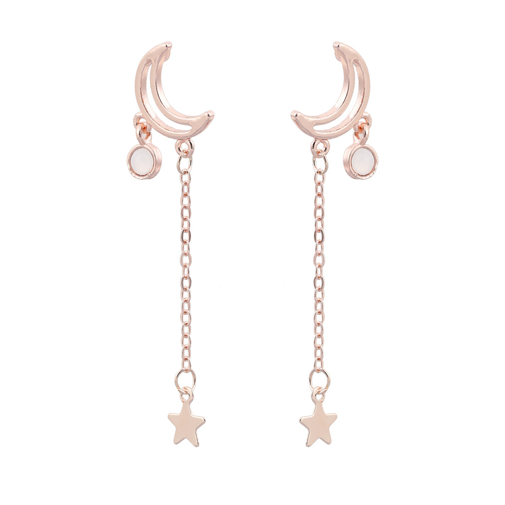 Trendy Earrings Rose Gold Lifting Star Moon