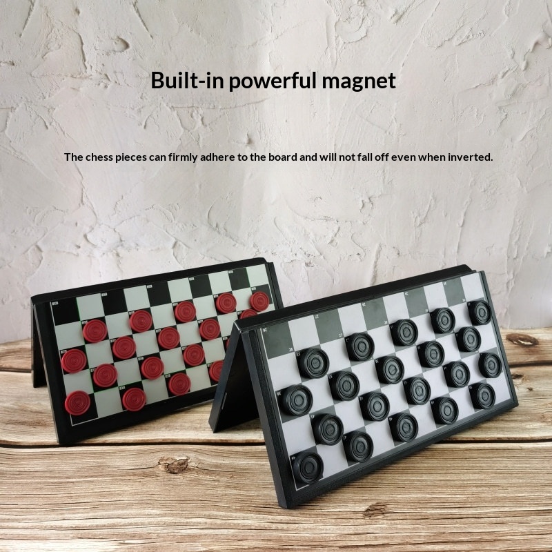Jeu de dames magnétiques 100 cases — Plateau pliable de voyage 8
