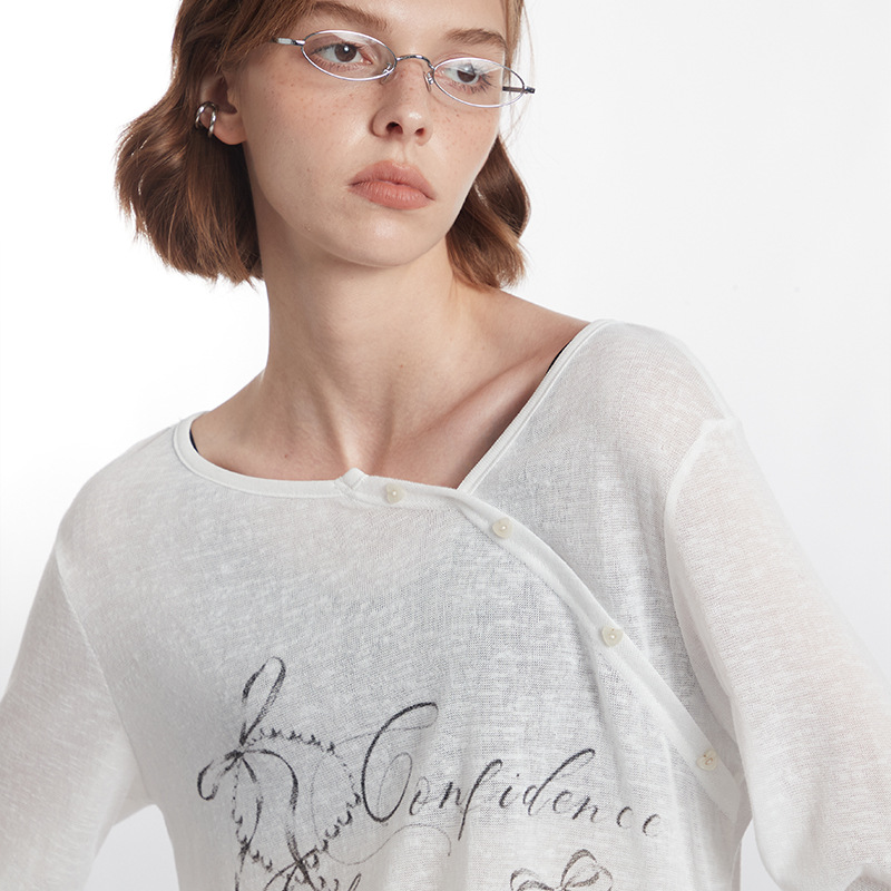 European And American Retro Thin Autumn Printed Long Sleeve