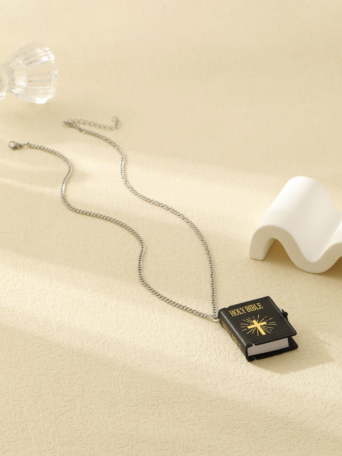 Cross Bible Book Pendant Necklace | Men Women Jewelry | Bible Pendant Necklace - Picture 8 of 9