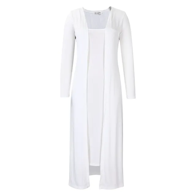 European And American Women's Clothing Casual Solid Color Suspender Skirt Long Twinset White - Shop at LoveMi