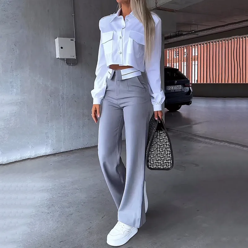 Women's Fashion Loose Trousers Suit - Picture Color-M