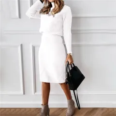 Women's Clothing European And American Turtleneck Knitting Pure Color Thickened Lapel Pullover Sweater - Bleach Color-L - View 1