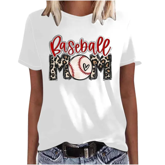 Mother's Day Baseball Women's Various Styles Loose fitting Pullover Round neck Short sleeved T shirt 47441 Xxl - Shop at LoveMi