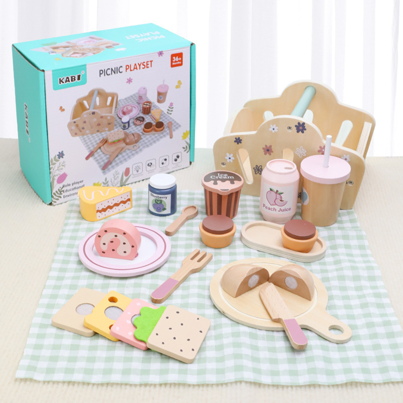Wooden Role-Playing Kitchen Playset With Food Accessories For Kids