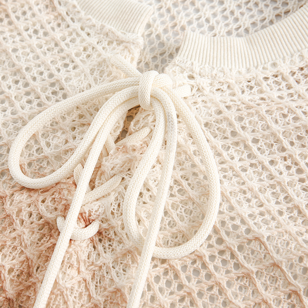 Mesh Hollow Out Inkjet Sweater For Women