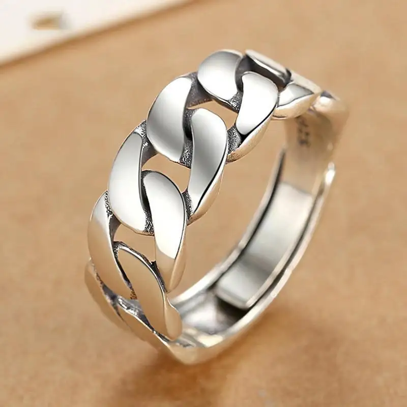 Twisted Chain Style Minimalist Adjustable Open Ring
