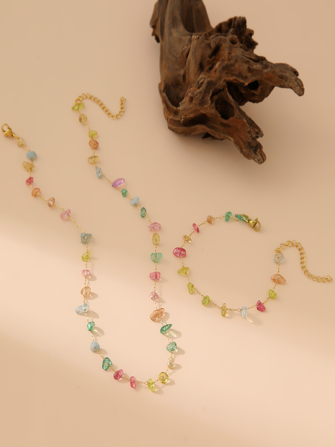 Stainless Steel Crystal All-match Clavicle Chain Necklace Bracelet