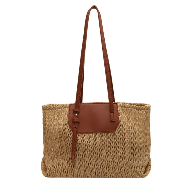 Woven Large Capacity Fashion Handbag Brown - Shop at LoveMi