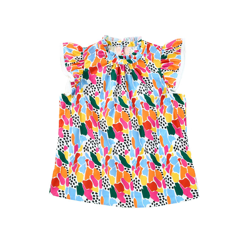 Women's Printed Turtleneck Short-sleeved Top