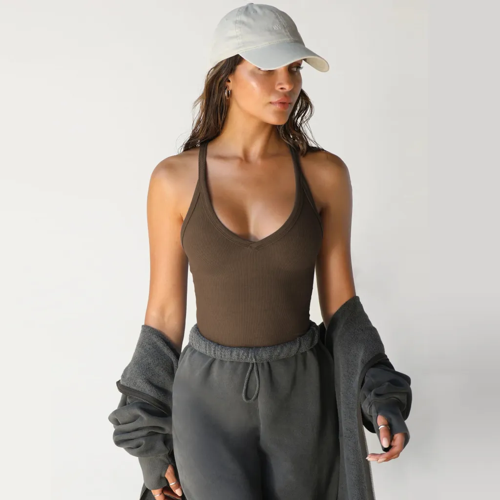 Knitted Vest European And American Women's Clothing Sexy - Coffee
