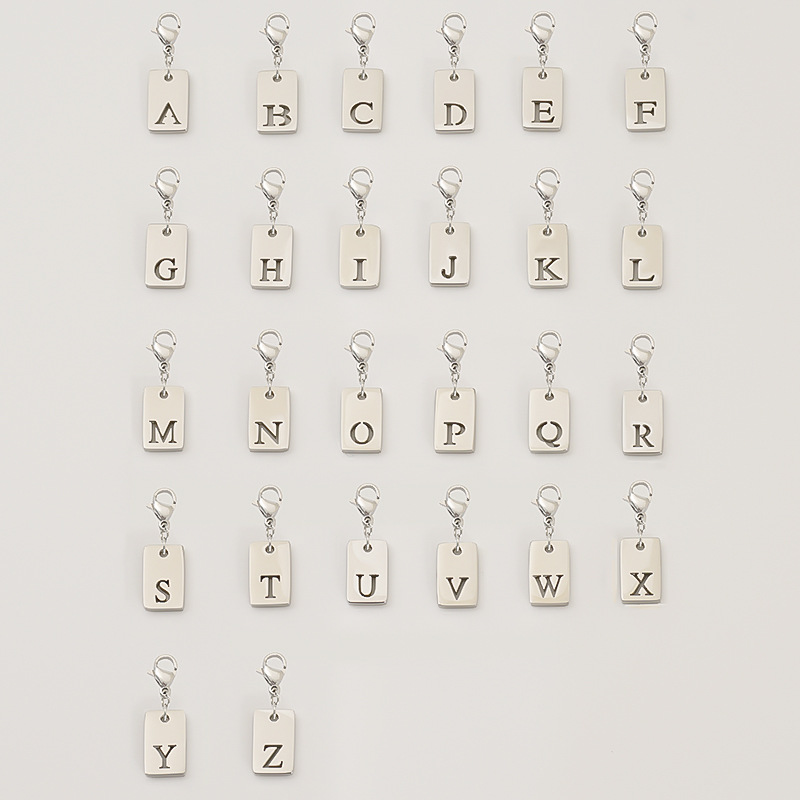 Titanium Steel Bracelet Necklace Square-Shape Accessories With 26 Letters Jewelry