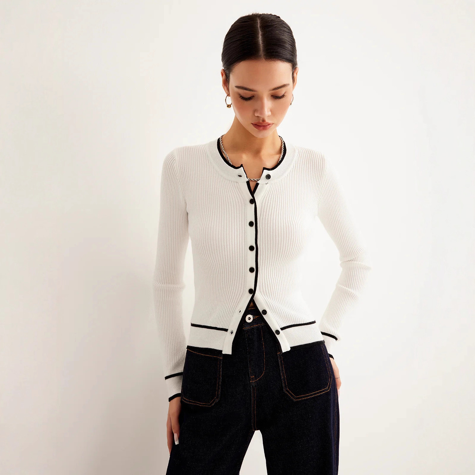 Women’s Contrast Trim Ribbed Knit Cardigan – Slim Fit Long Sleeve Sweater | Luxe Clothing Women’s Contrast Trim Ribbed Knit Cardigan – Slim Fit Long Sleeve Sweater 0dcd042f 5f88 48ed 9eee 89688fc93e48