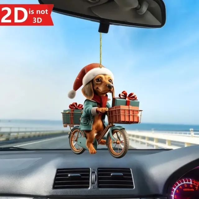 Acrylic Flat Christmas Gift Bike Dog Automobile Hanging Ornament 1 Style - Shop at LoveMi