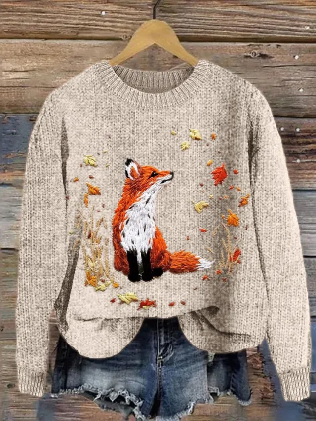 Women's Printed Long Sweater Loose Casual Jacket Xq849 Bg 6Xl - Shop at LoveMi