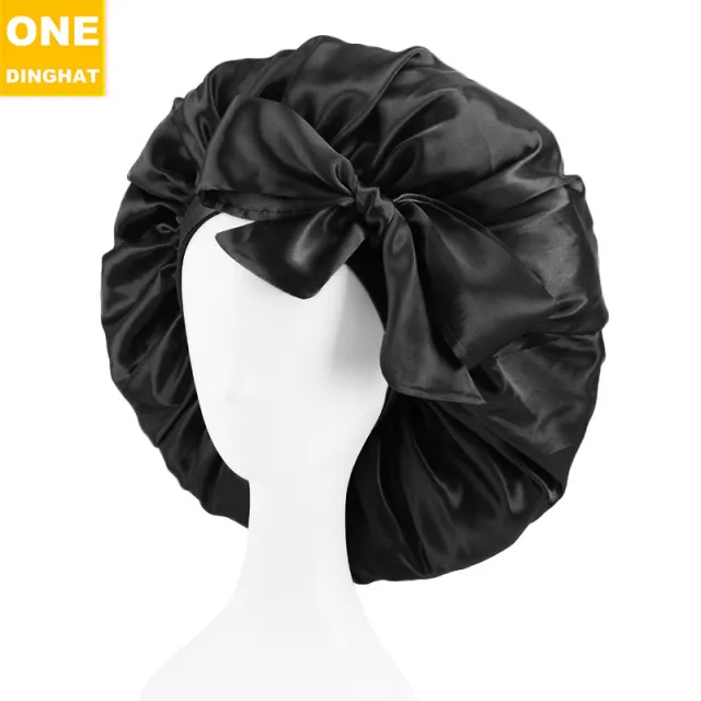 Women's Shower Hair Care Solid Color Lace up Large Round Hat Black - Shop at LoveMi
