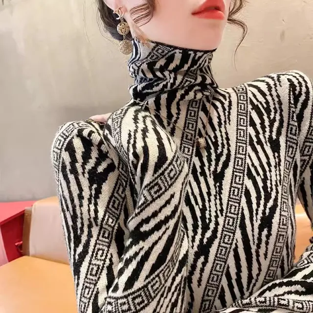 Women's Turtleneck Sweater Autumn And Winter Undershirt Top Black - Shop at LoveMi