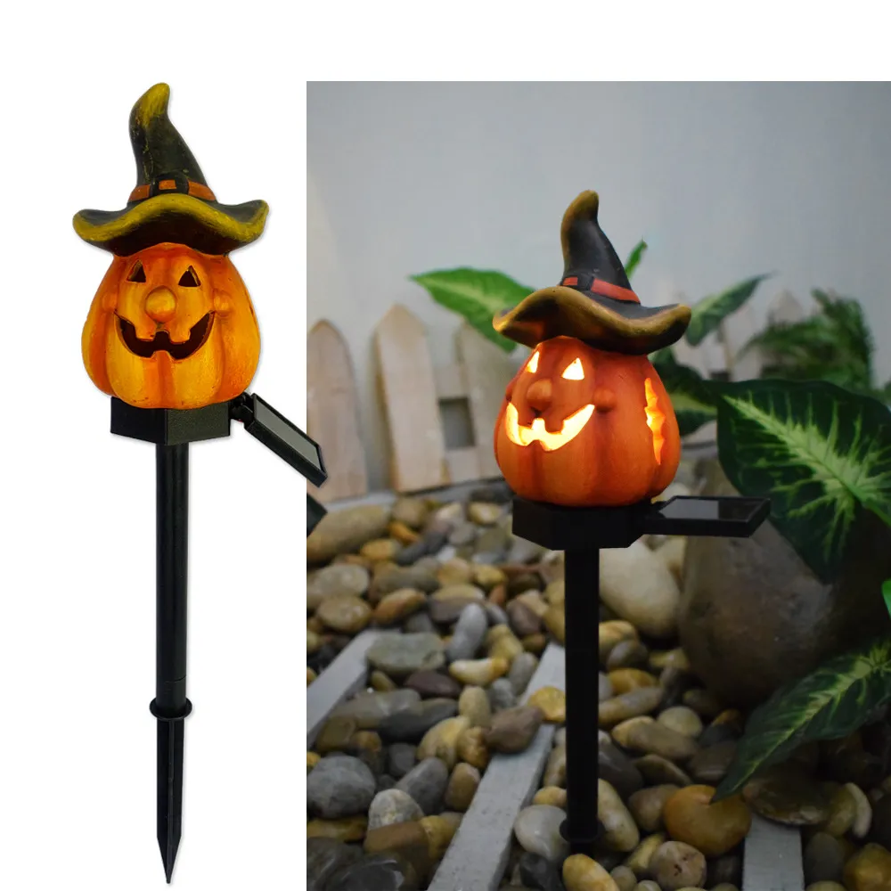 Creative Solar Outdoor Garden Halloween Pumpkin Lantern Resin Handicrafts Garden Festival Atmosphere Decorative Insert Light – image 10