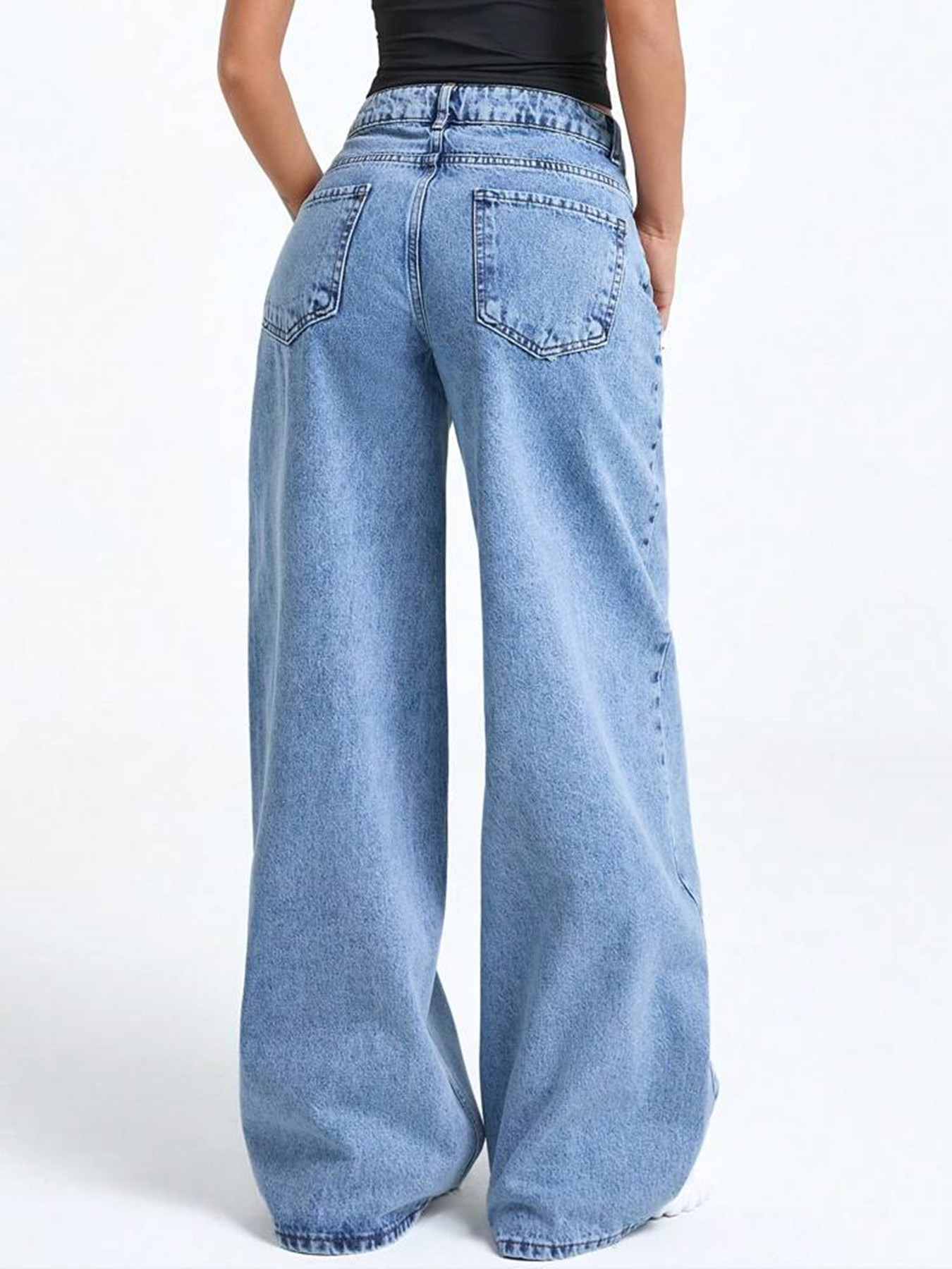New Washed Stir-fried Snowflake Loose Wide-leg Denim Jeans For Women product photo 3 of 10