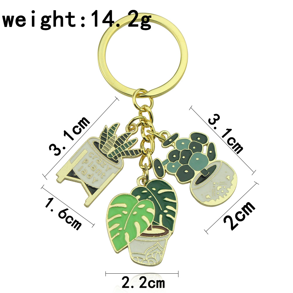 Title 1, Green Plant Cartoon Key Ring Pendant