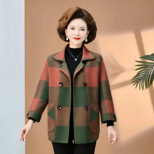 Fashionable Stylish Plaid Knitted Cardigan Coat Green - Shop at LoveMi