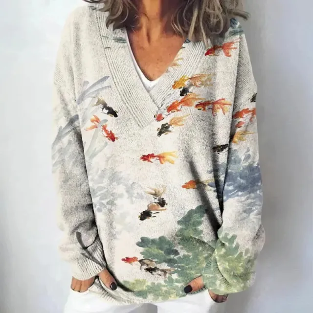 Creative V neck Line Sweater Sweater Xxs - Shop at LoveMi