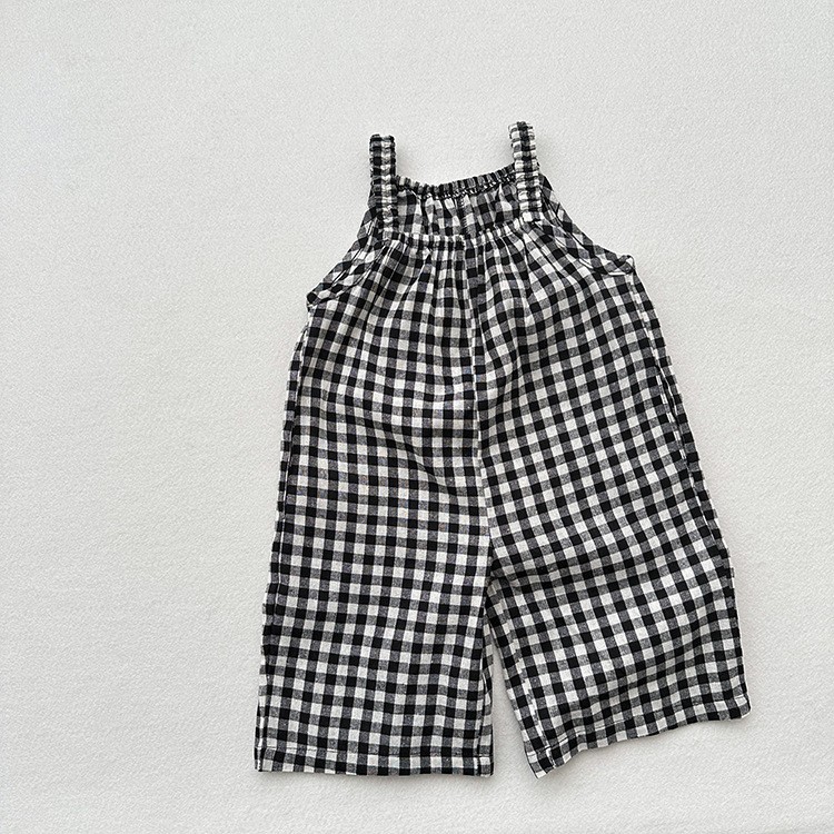 Plaid Suspender Pants