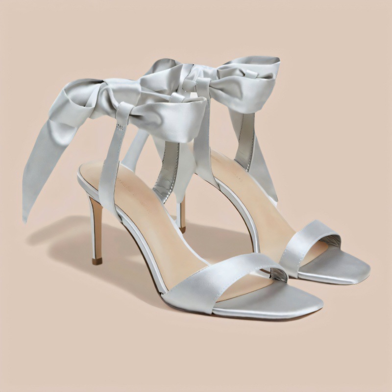 Bow-tie Strappy Satin Faux-leather Sandals product image