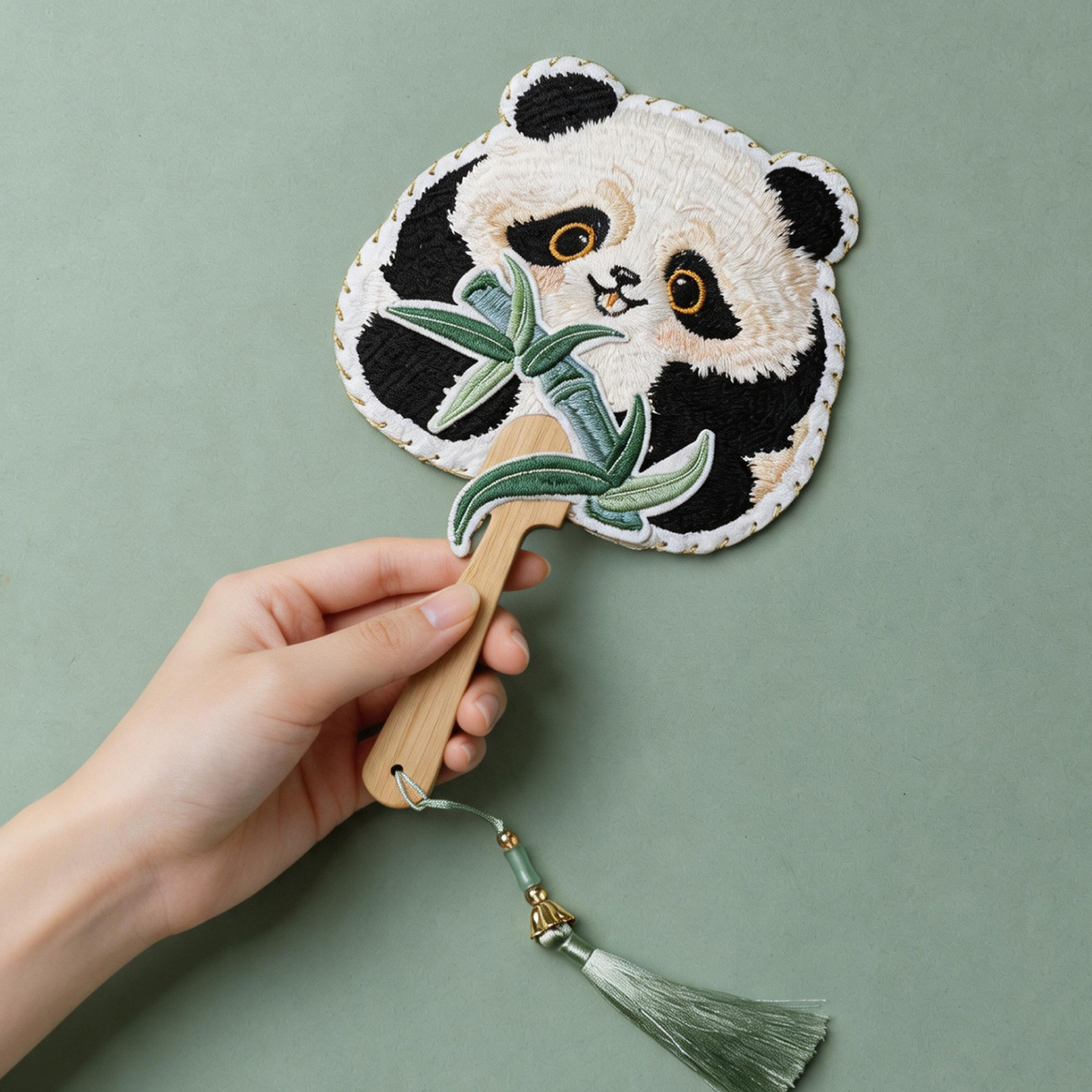 New Chinese-style Embroidered Antique Fan — image 1