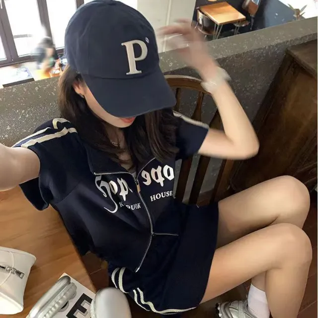 Slim fit Casual Skirt Short Sleeve Fashion Set For Women Navy Blue - Shop at LoveMi