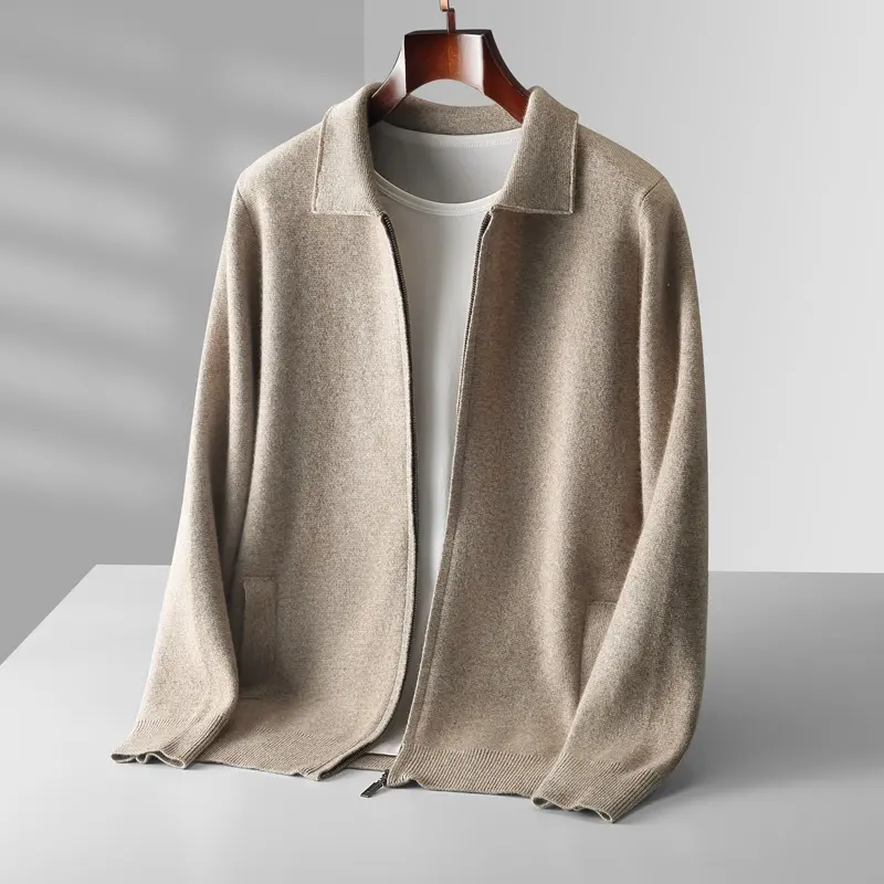 Outer Wear Lapel Thickening Oversized Knit Zipper Cardigan