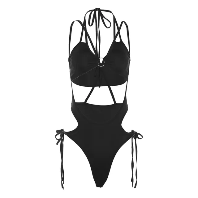 Halter Backless Inner Vest Low Waist Solid Color Camisole Briefs Suit For Women Black - Shop at LoveMi