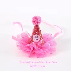 Cat Birthday Hat Bow Tie Flower Party Suit - New Pink Hat - View 1