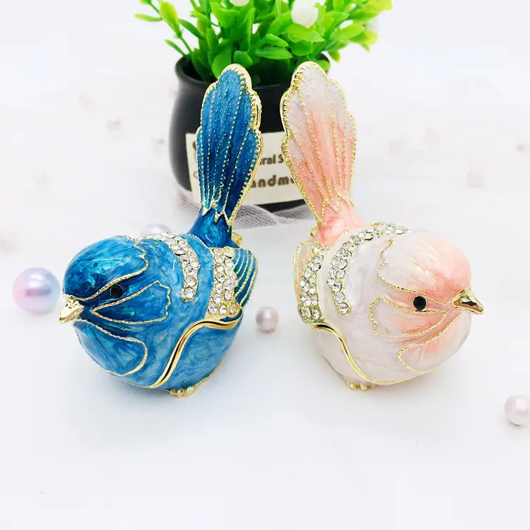 Enamel Jewelry Box Handicraft Home Ornaments Metal Birdcage