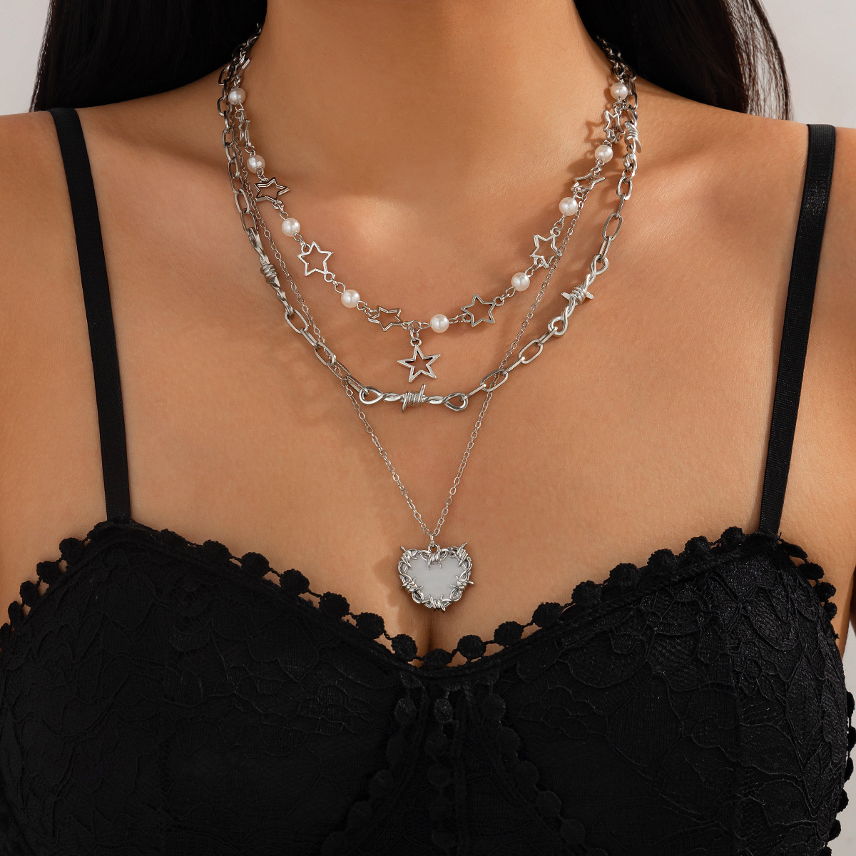 Fashion Sense Peach Heart Pendant Alloy Clavicle Chain