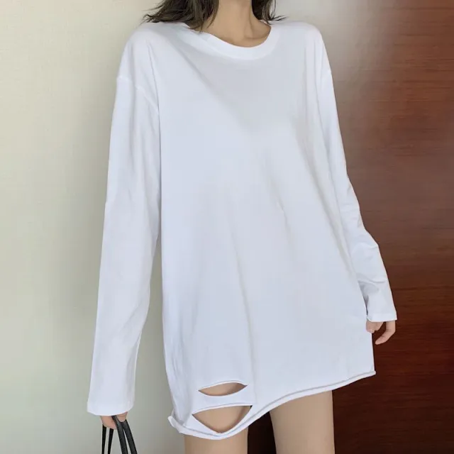 Spring And Autumn Long Shirt Europe And America White - Shop at LoveMi