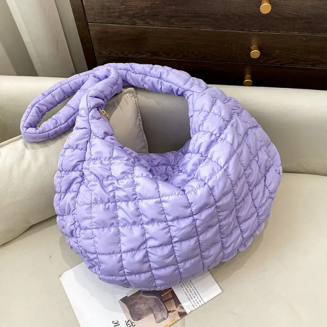Fashion Down Jacket Shoulder Messenger Bag Cloud Bag Purple - Shop at LoveMi