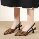 Pointed-toe Stiletto Pumps Low-heeled Closed-toe Vintage Style view 8